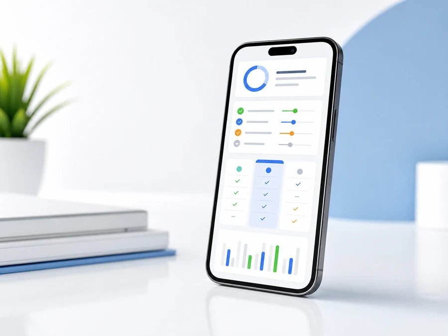 Smartphone mit Bewertungsoberfl&auml;che